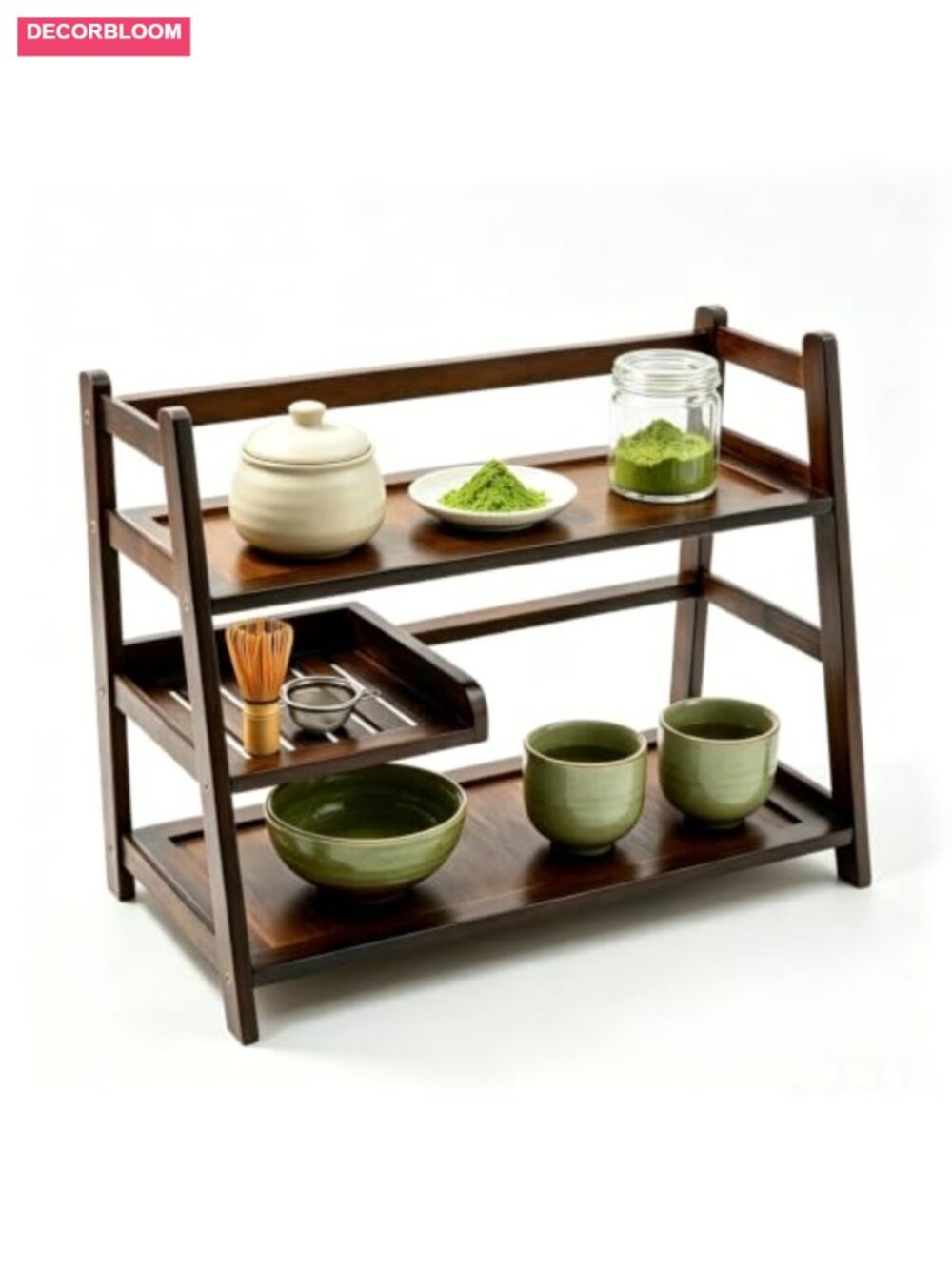 Bamboo Matcha Station 3-Tier Coffee Shelf Mug Display Countertop